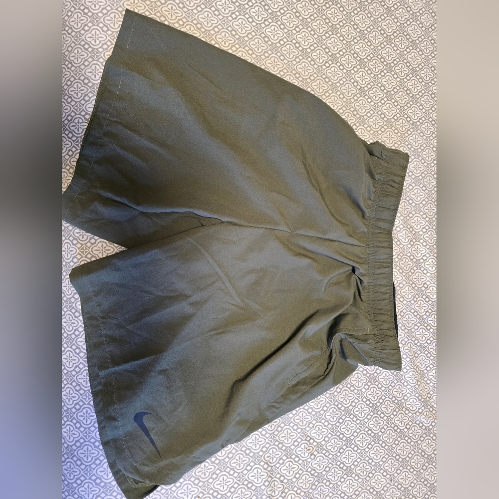 Nike Dark Olive Green Athletic Shorts with Swoosh